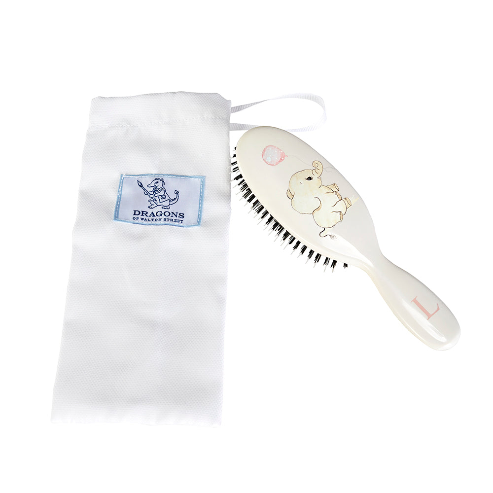 Small Hairbrush - Playful Elephant Sitting