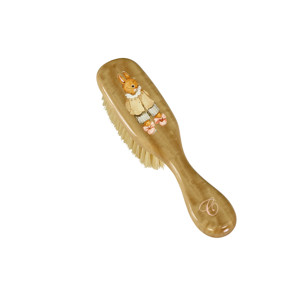 Baby Hairbrush - Designer Bunny in Beige Jacket
