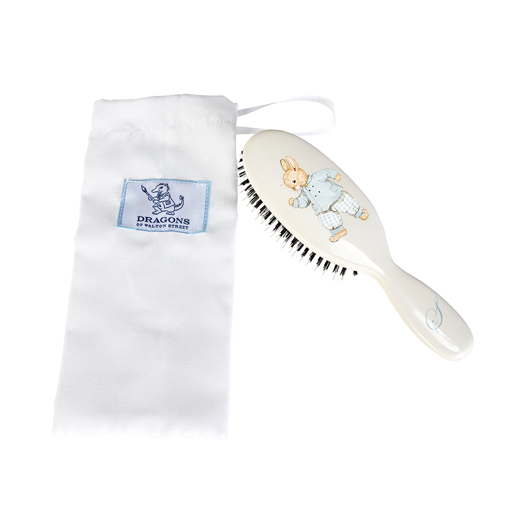 Small Hairbrush - Designer Bunny in Blue Jacket