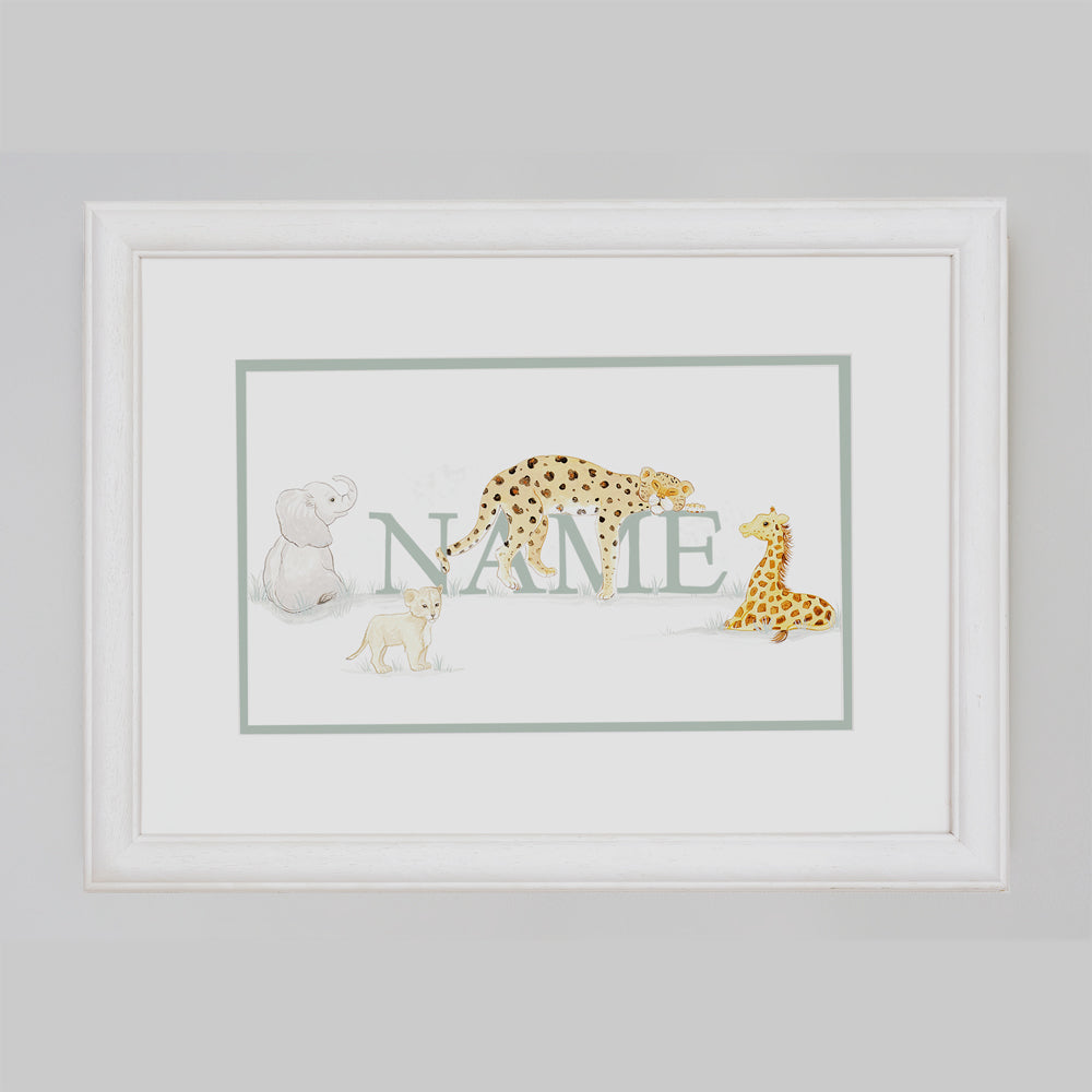 Bespoke Name Picture - Vintage Safari with Animals