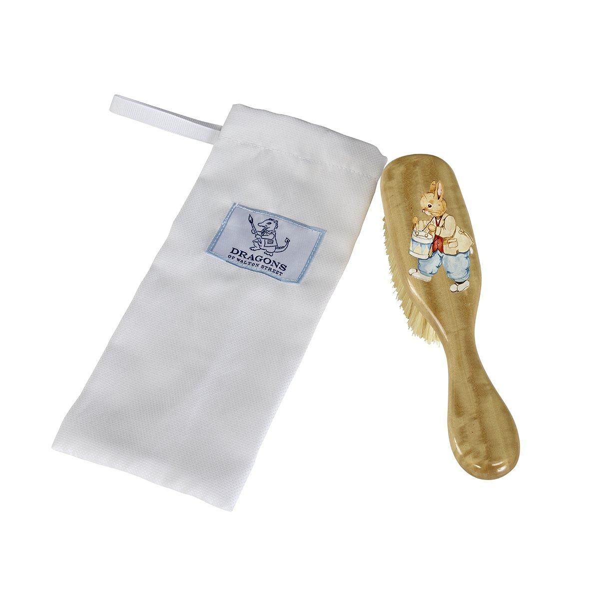 Baby Hairbrush - Bespoke wooden Baby Hairbrush with Designer Bunny painting | Dragons of Walton Street