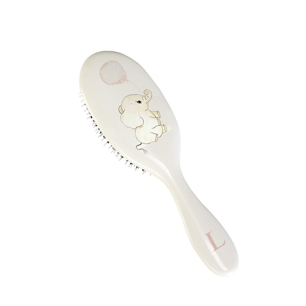 Large Hairbrush - Playful Elephant with Pink Balloon