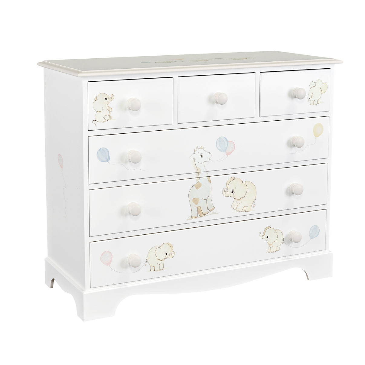 Extra Large Chest of Drawers - Playful Elephants with Soft Jute Trim