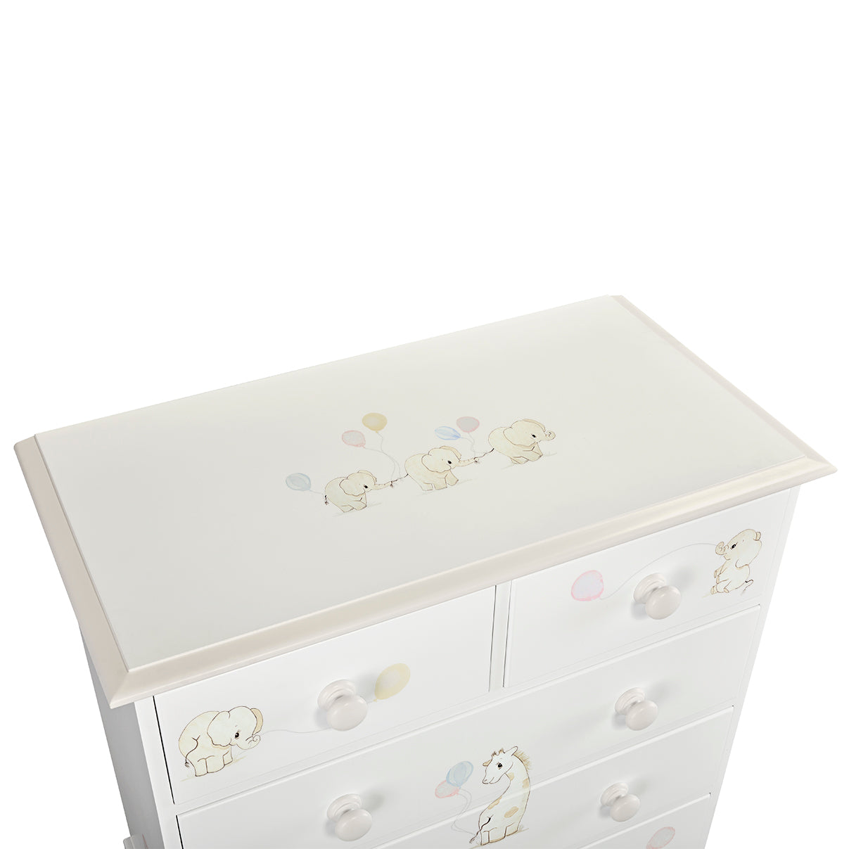 Large Chest of Drawers - Playful Elephants with Soft Jute Trim