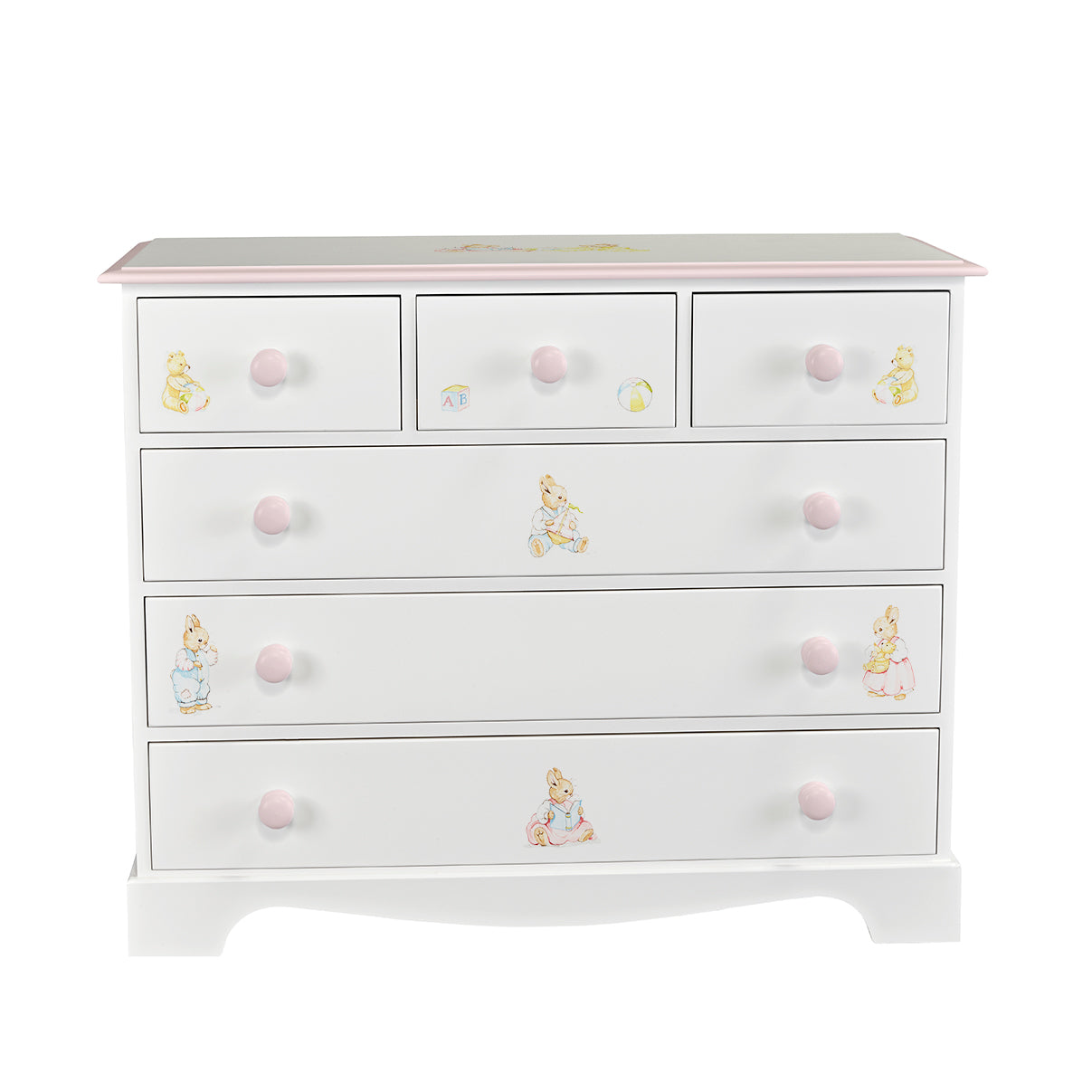 Extra Large Chest of Drawers - Barbara's Bunnies with Dragons Pink Trim