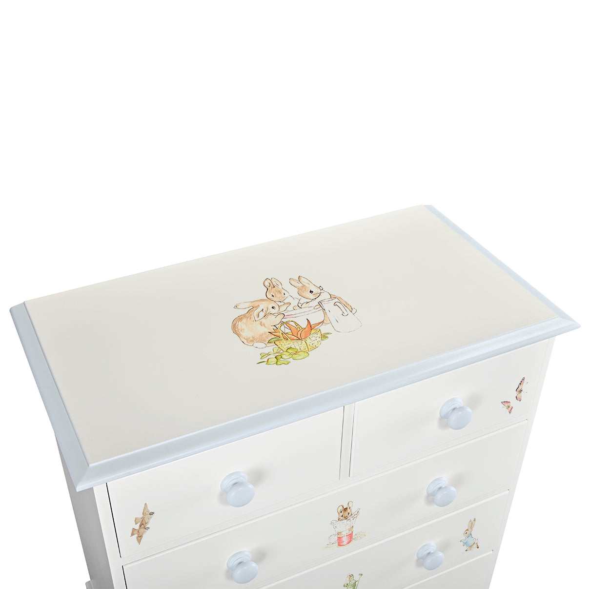 Large Chest of Drawers - Beatrix Potter with Blissful Blue Trim