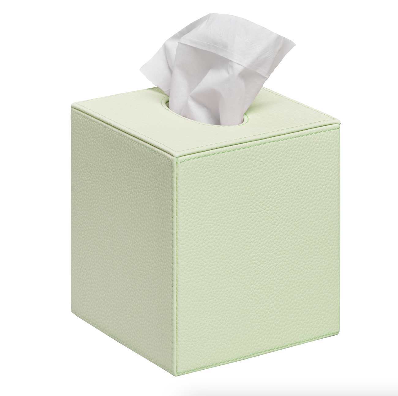 Faux Leather Tissue Box - Light Green