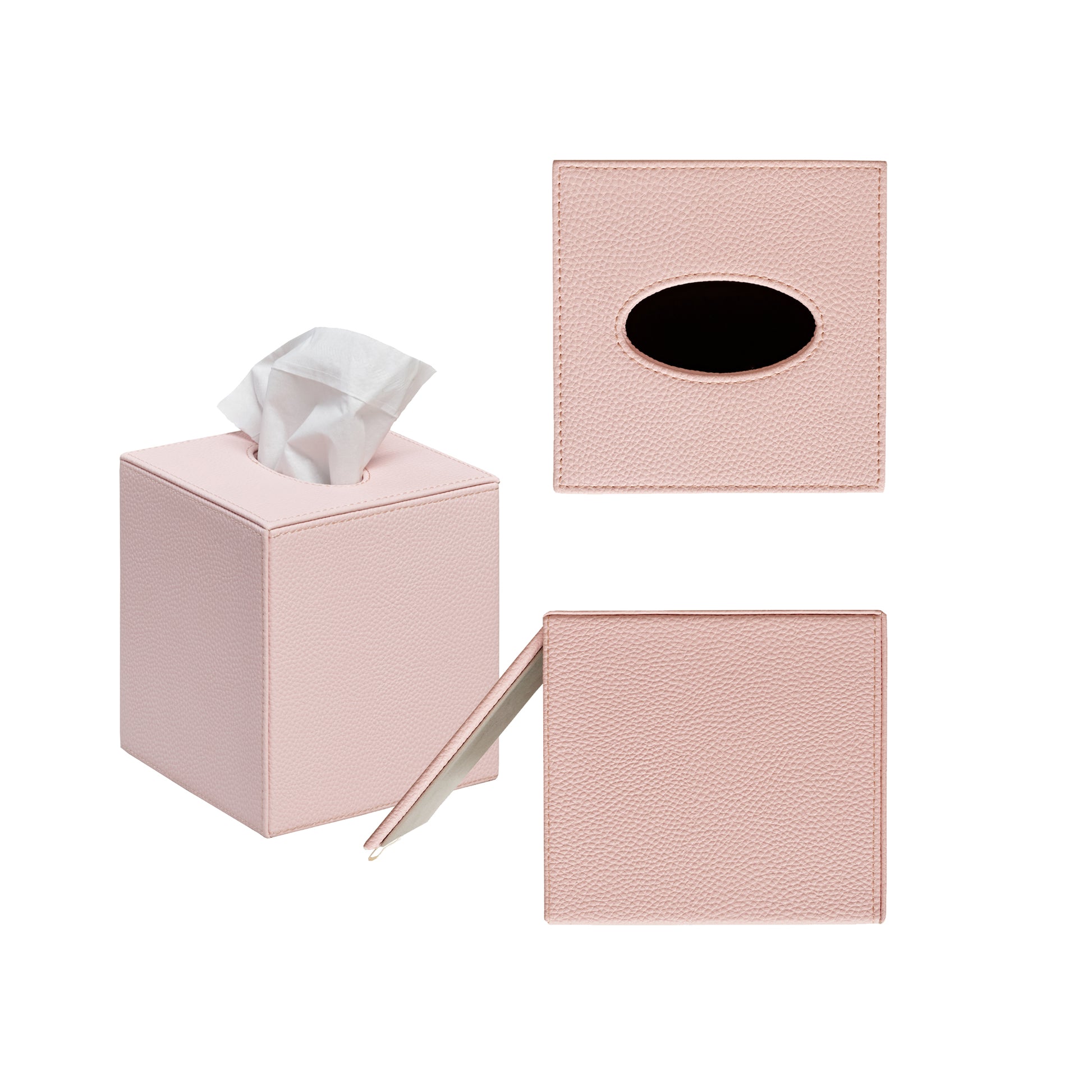Faux Leather Tissue Box - Light Pink