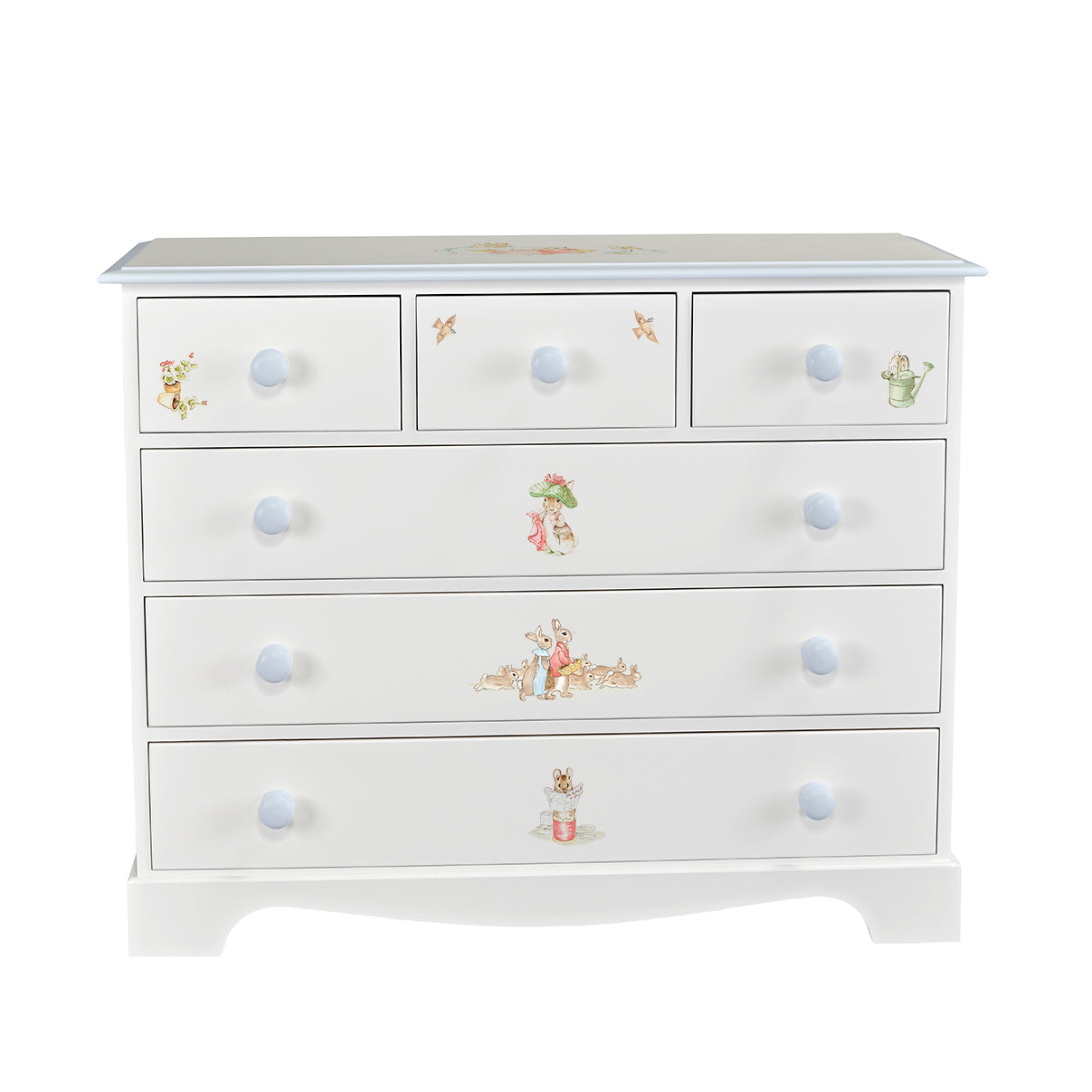 Extra Large Chest of Drawers - Beatrix Potter with Blissful Blue Trim
