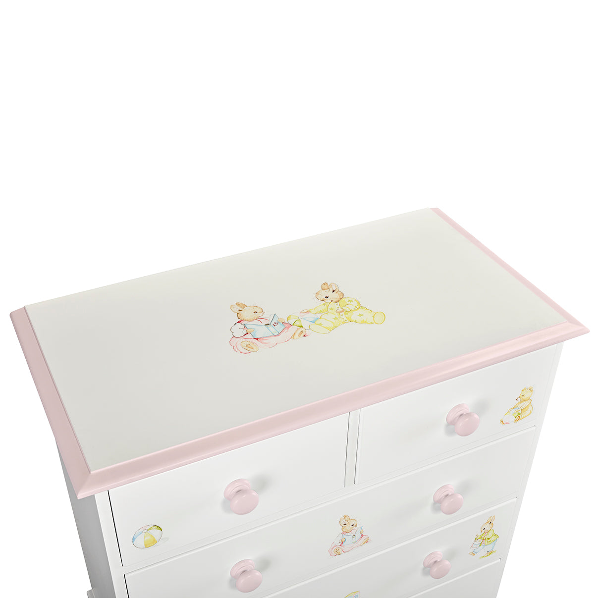 Large Chest of Drawers - Barbara's Bunnies with Dragons Pink Trim