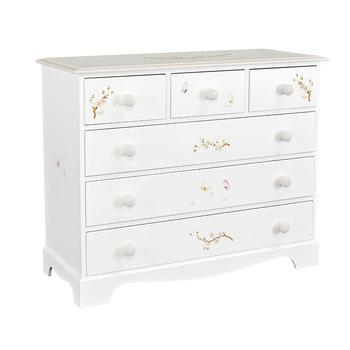 Extra Large Chest of Drawers - Linen Blossom with Soft Jute Trim