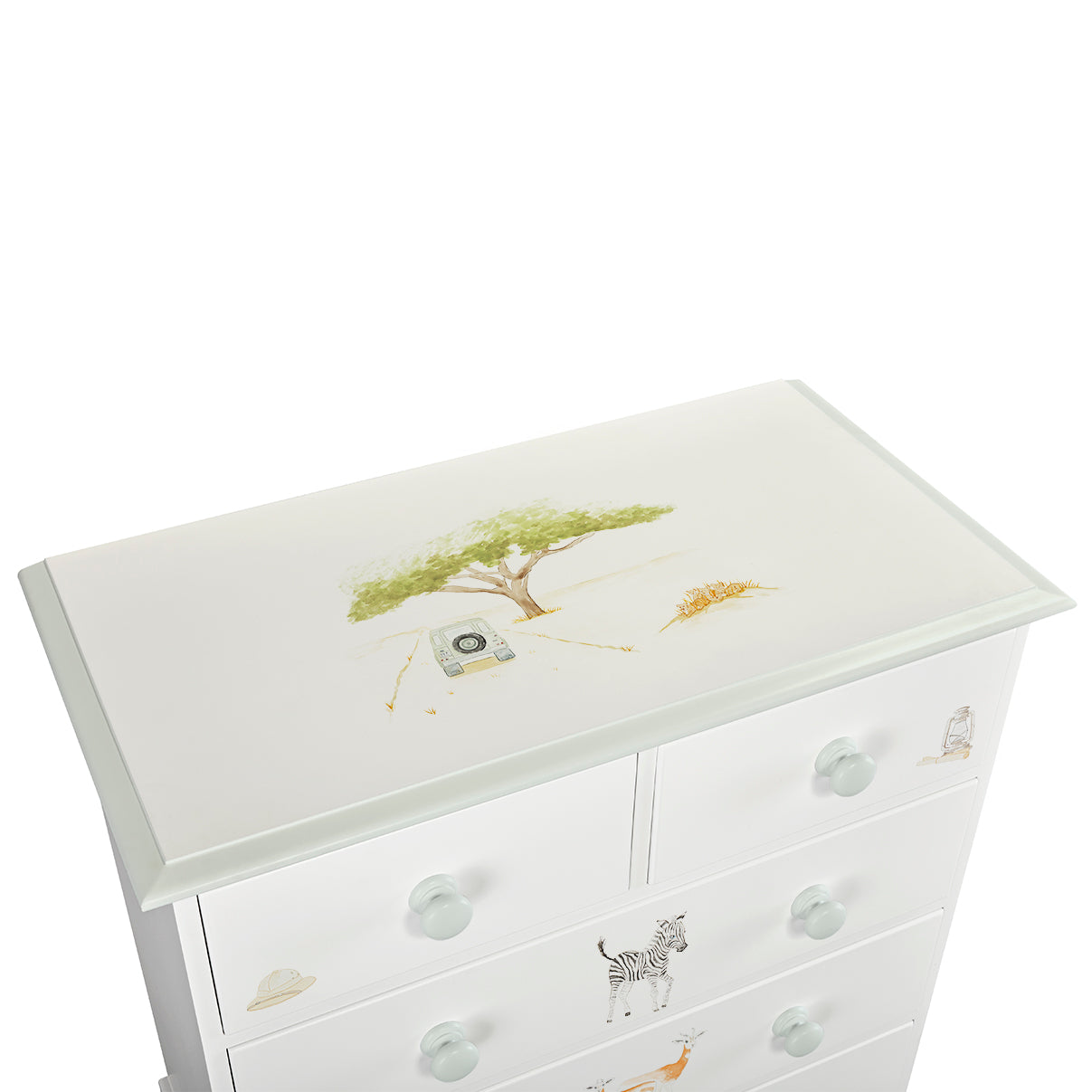 Large Chest of Drawers - Vintage Safari with Grosvenor Green Trim