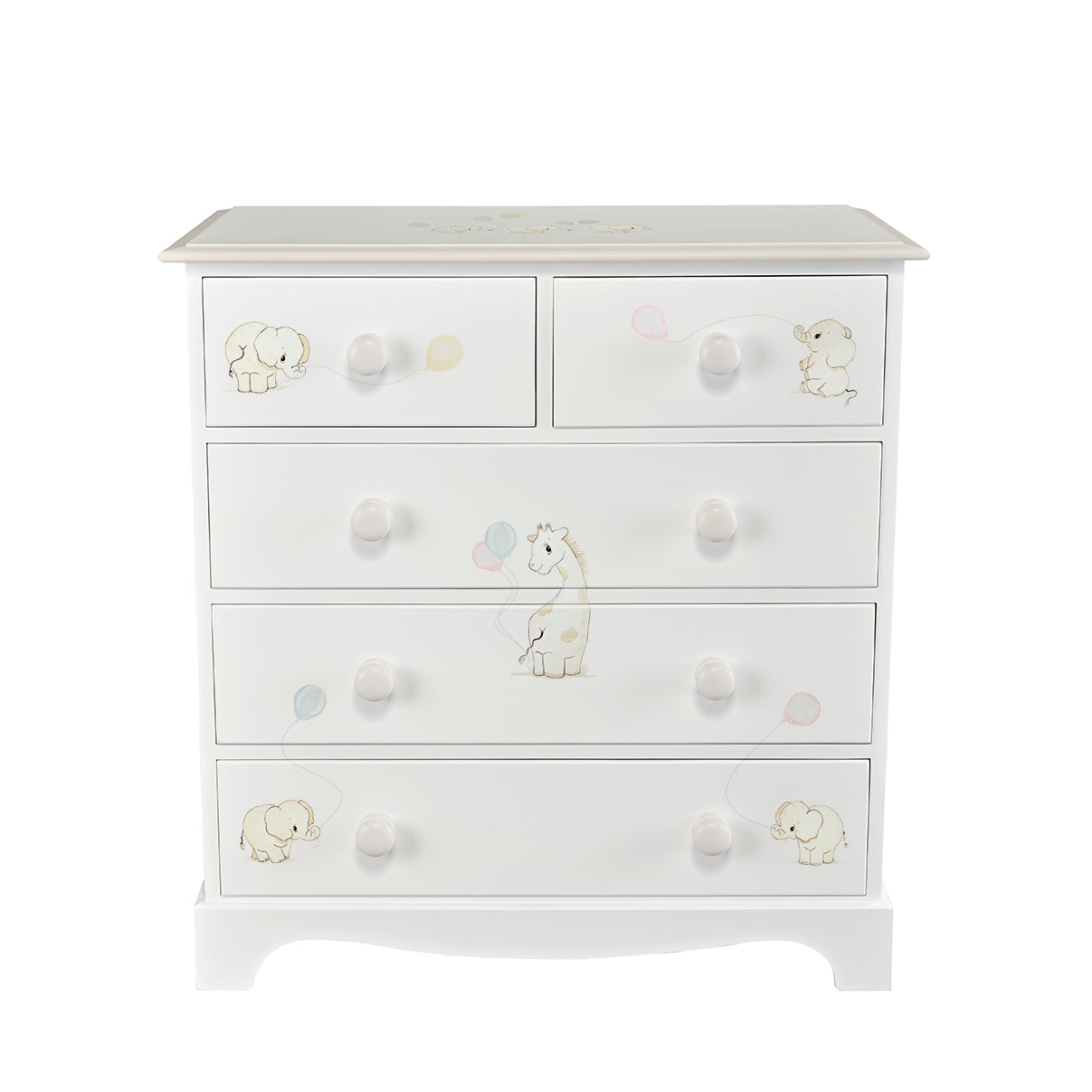 Large Chest of Drawers - Playful Elephants with Soft Jute Trim