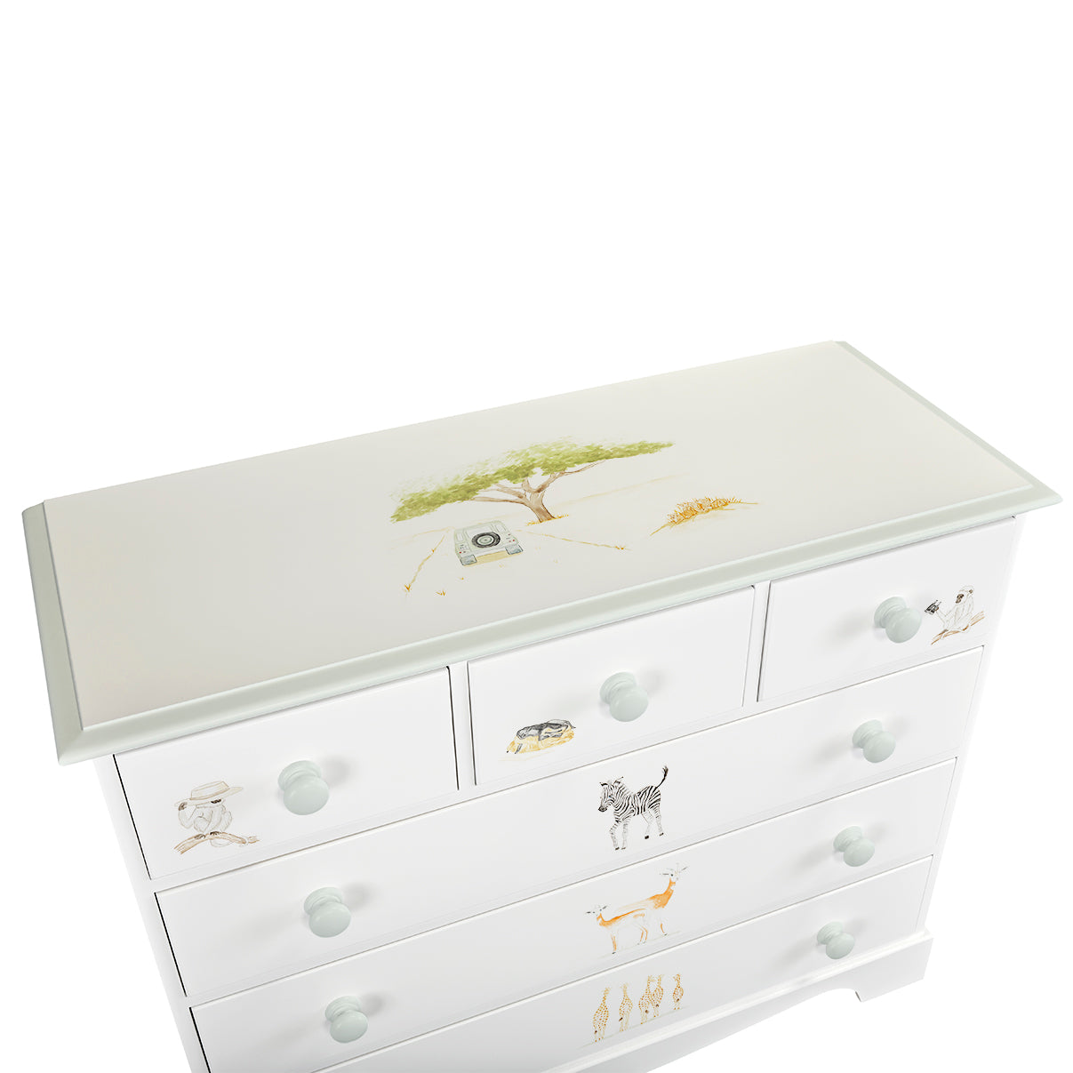 Extra Large Chest of Drawers - Vintage Safari with Grosvenor Green Trim