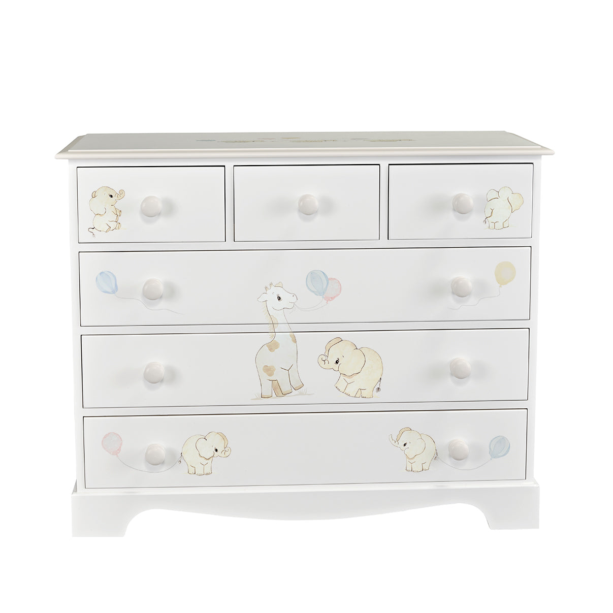 Extra Large Chest of Drawers - Playful Elephants with Soft Jute Trim