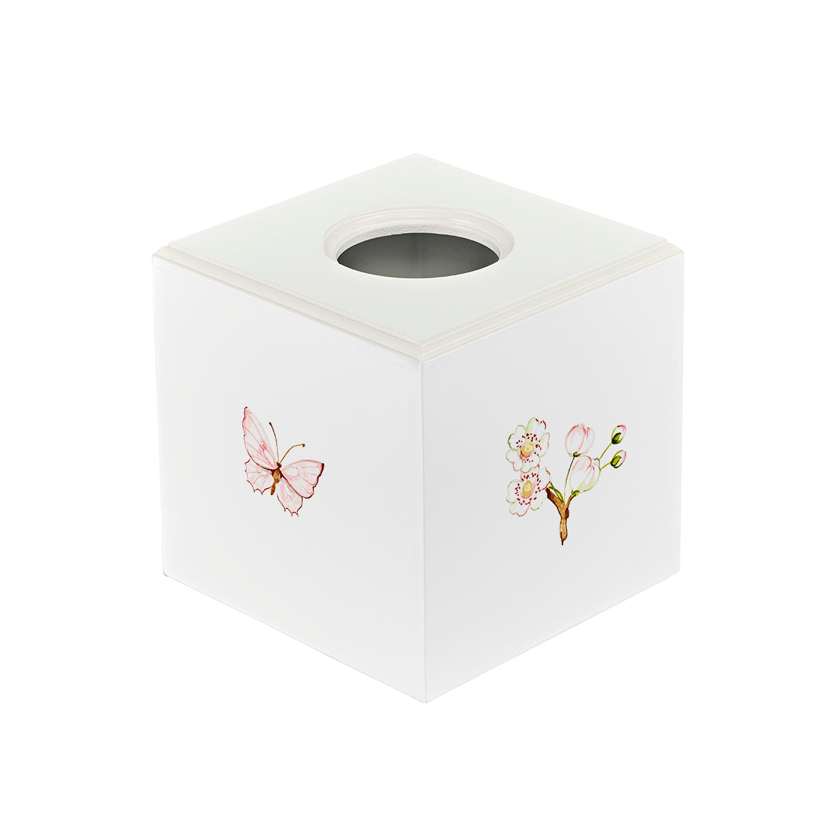 Square Tissue Box - Linen Blossom with Soft Jute Trim