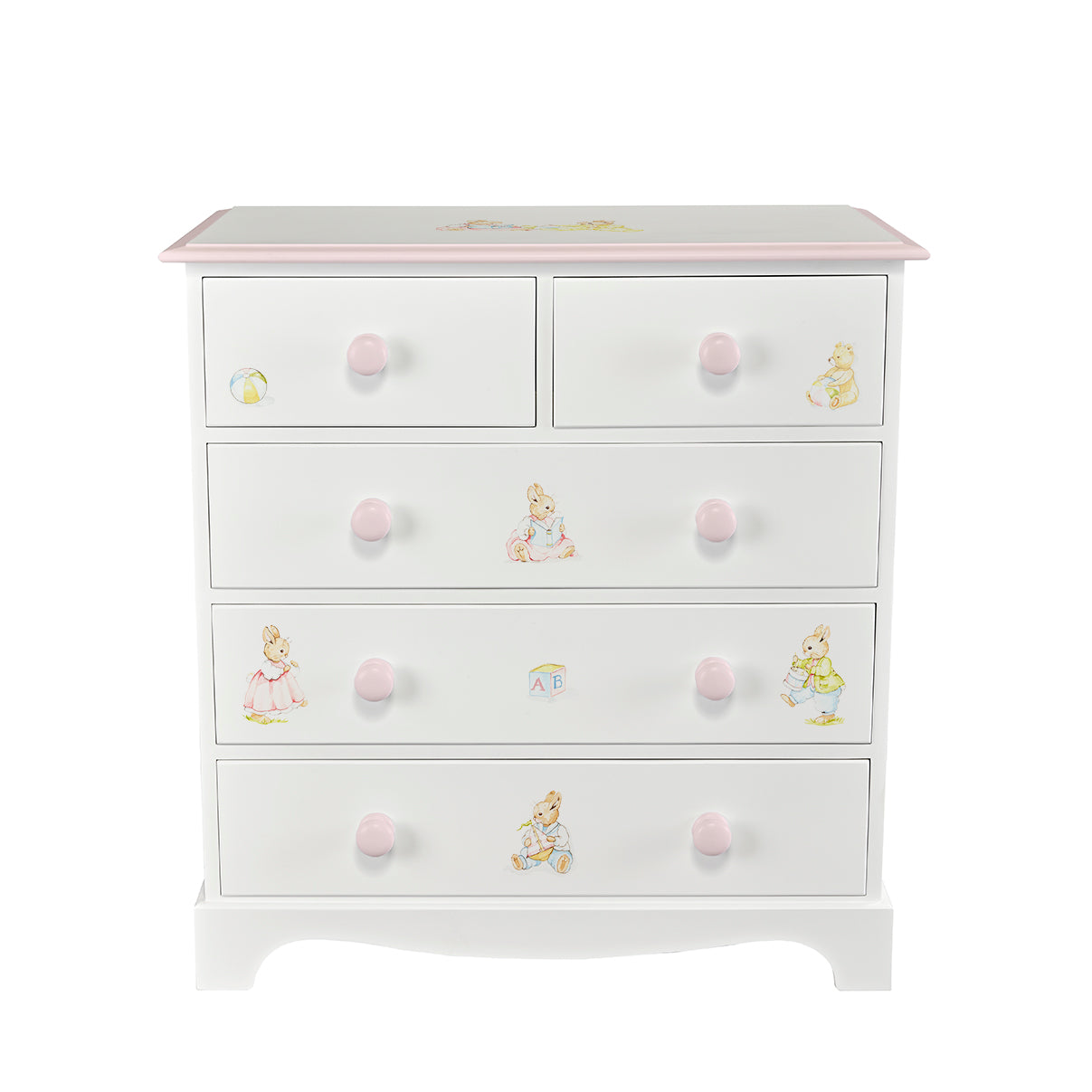 Large Chest of Drawers - Barbara's Bunnies with Dragons Pink Trim