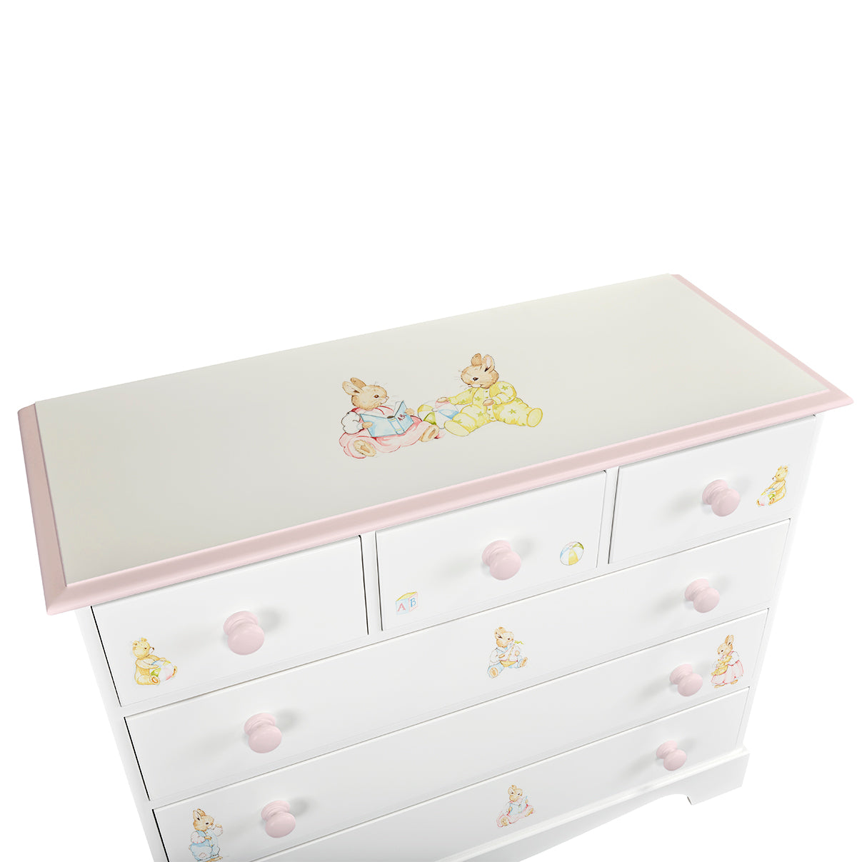 Extra Large Chest of Drawers - Barbara's Bunnies with Dragons Pink Trim