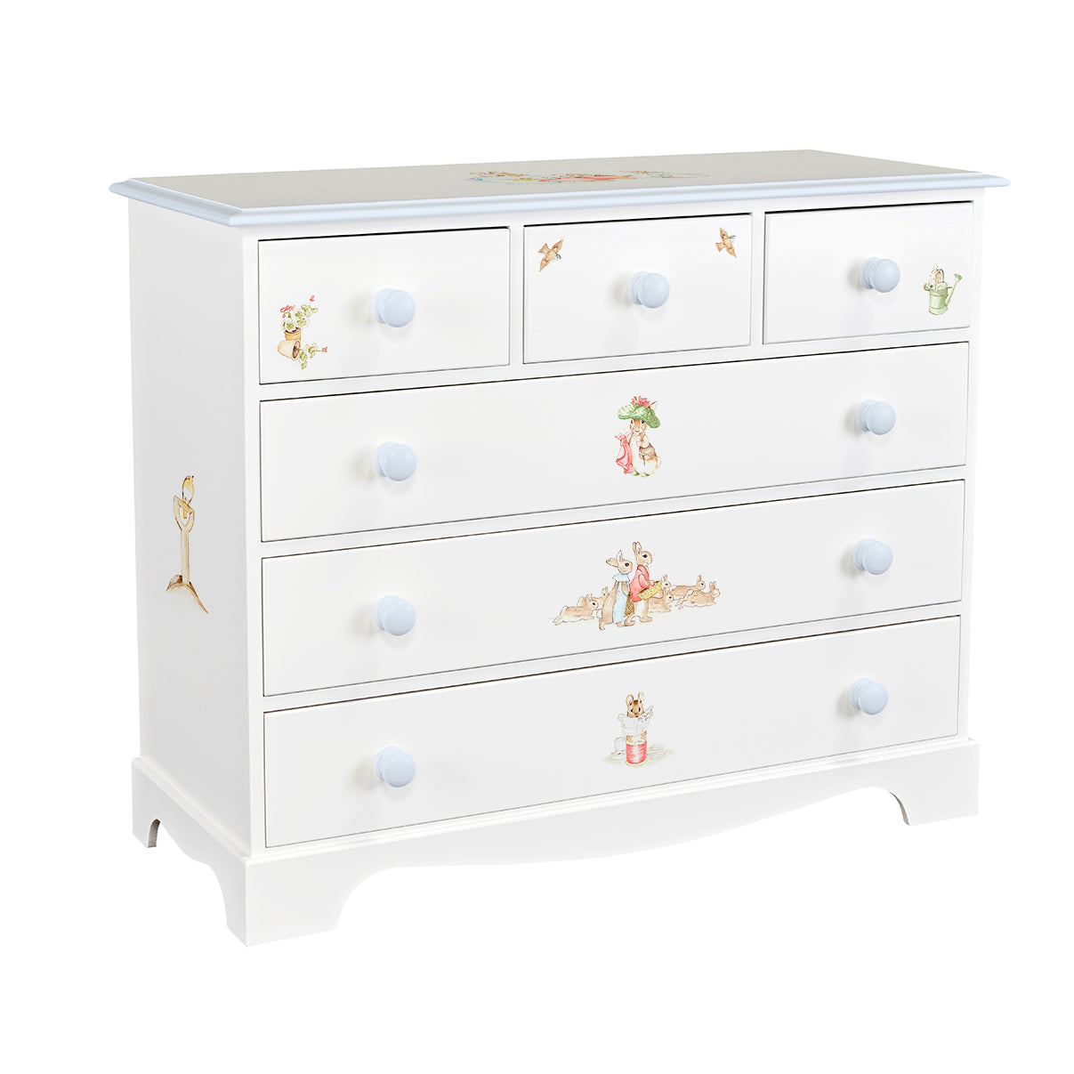 Extra Large Chest of Drawers - Beatrix Potter with Blissful Blue Trim