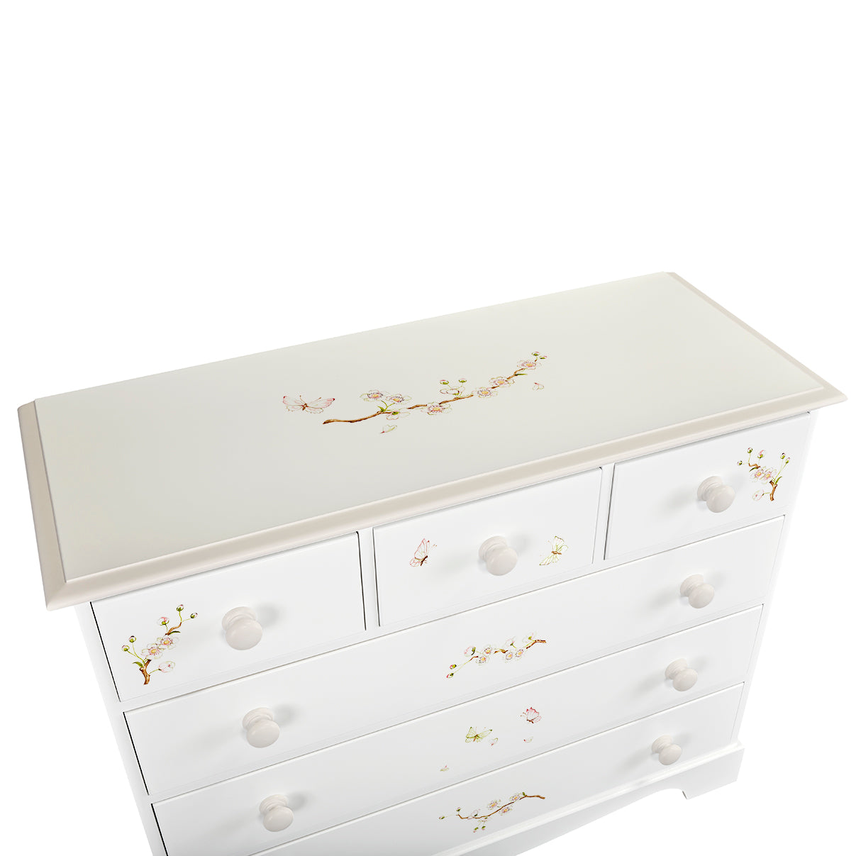 Extra Large Chest of Drawers - Linen Blossom with Soft Jute Trim