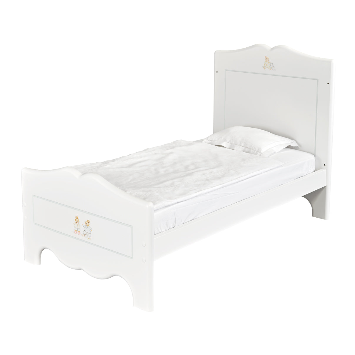 Dragons Cot Bed - Designer Bunnies with Chic Grey Trim
