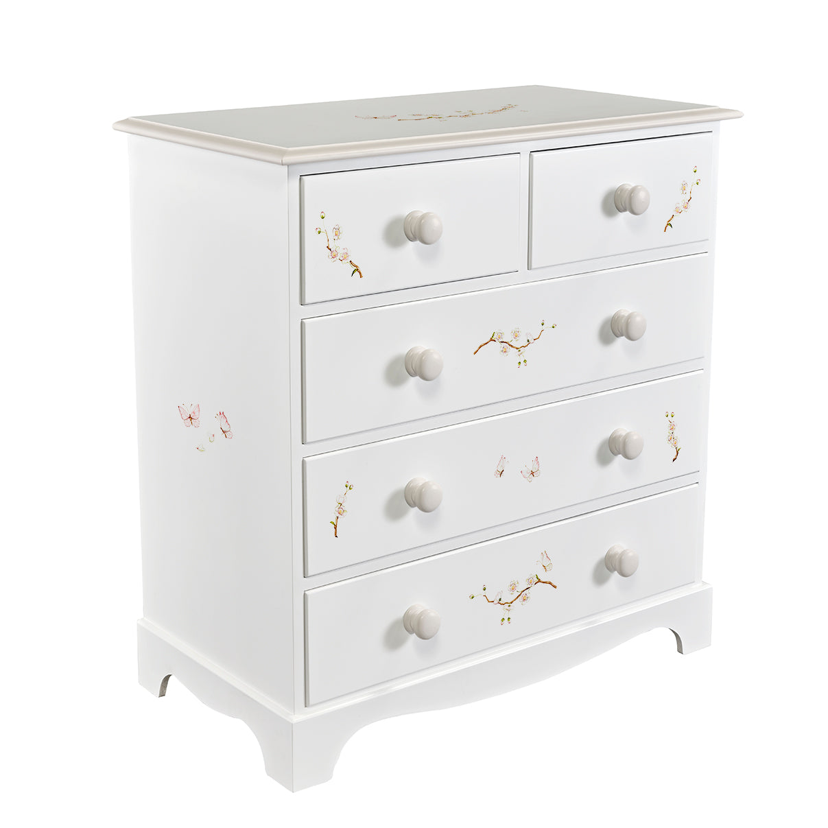 Large Chest of Drawers - Linen Blossom with Soft Jute Trim