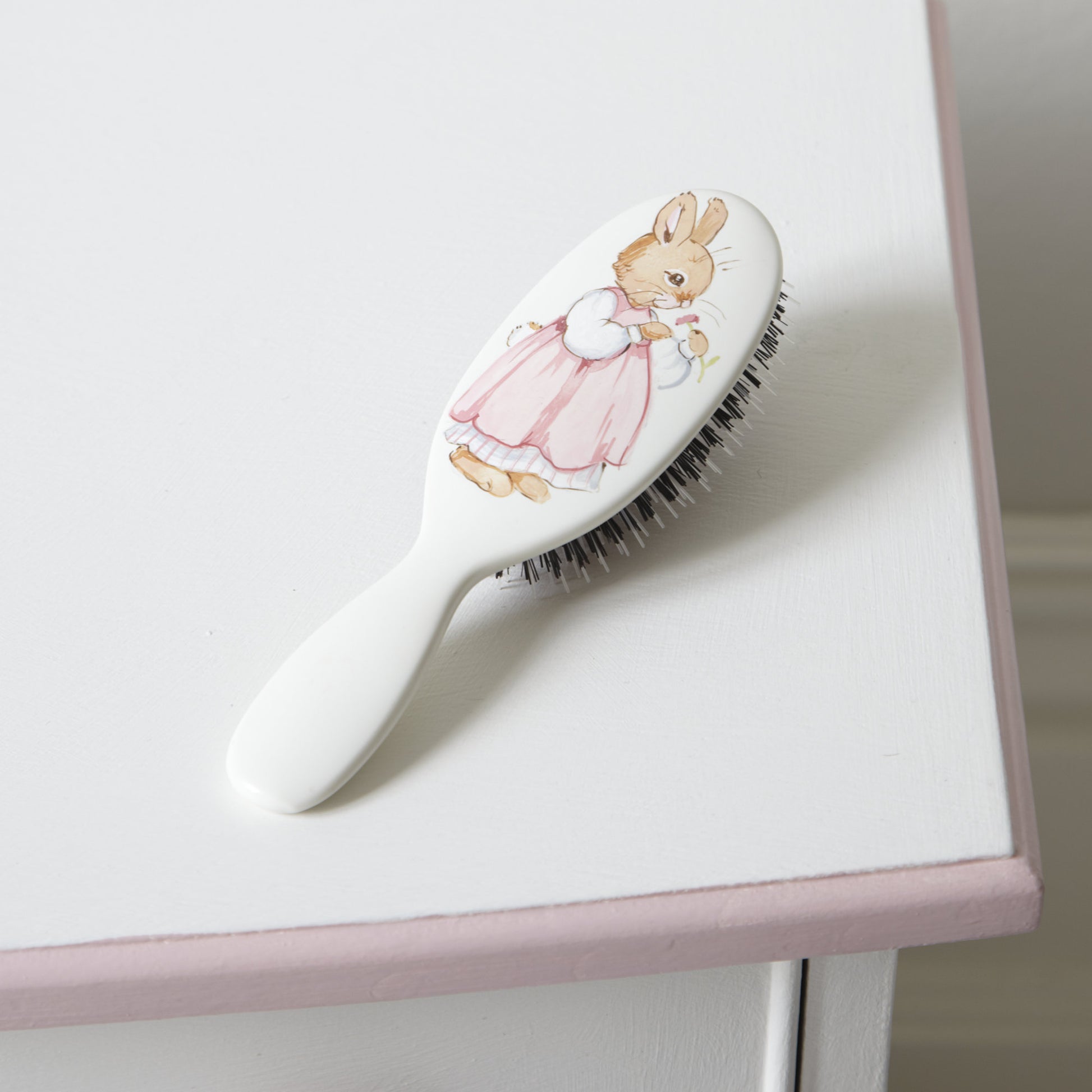 Small Hairbrush - Barbara's Bunny in Pink Dress