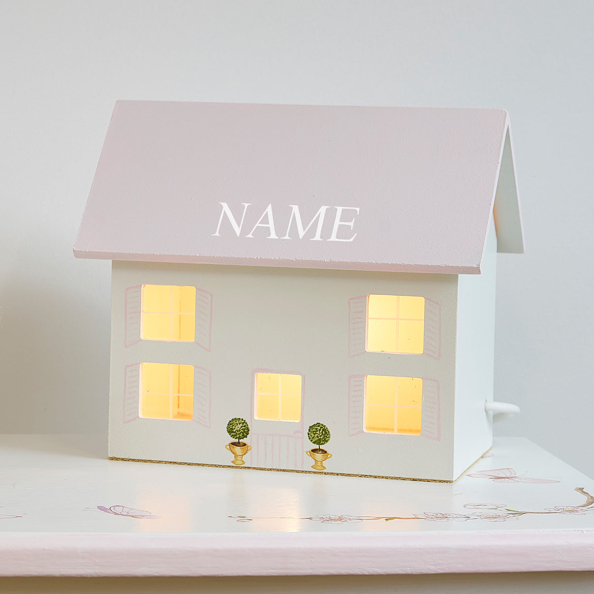 Dragons Night Light with Personalised Name - Pink