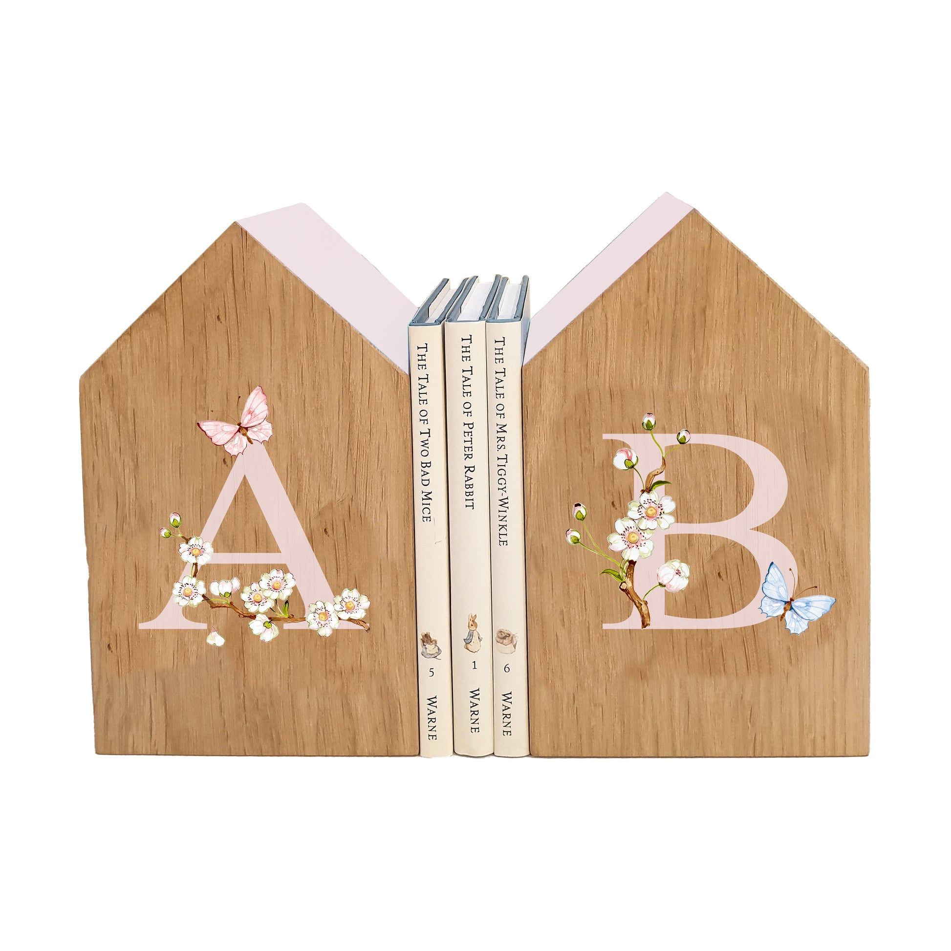 Personalised Oakhouse Bookends - Linen Blossom with Briar Pink Trim