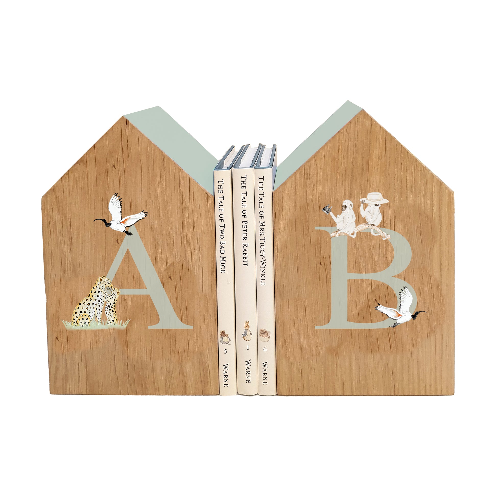 Personalised Oakhouse Bookends - Vintage Safari with Grosvenor Green Trim