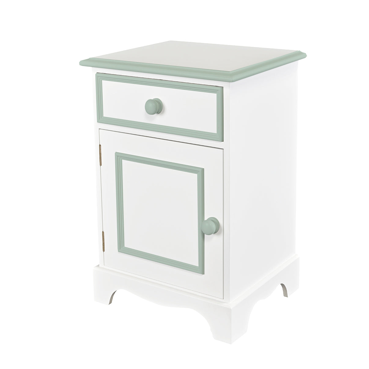 White and green bedside cupboard for kids room & nursery | Dragons of Walton Street
