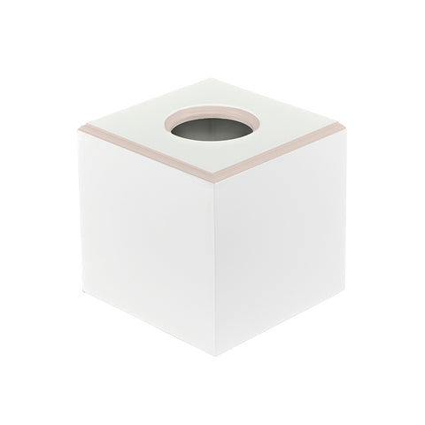White tissue box holder with pink trim design for kids room & nursery | Dragons of Walton Street