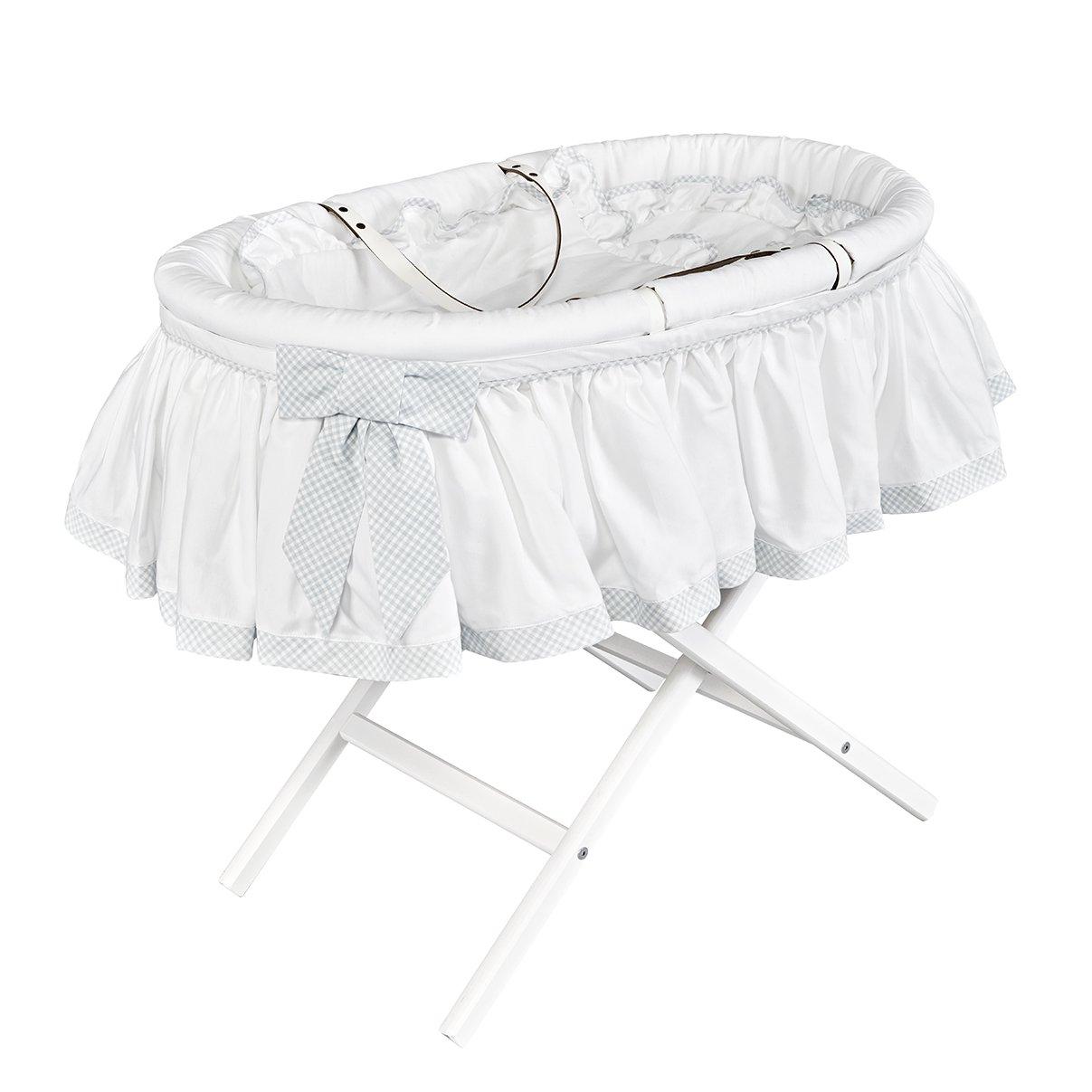 Dragons Moses Basket with a Classic Skirt - Moses Basket with Hood in Plain Blue