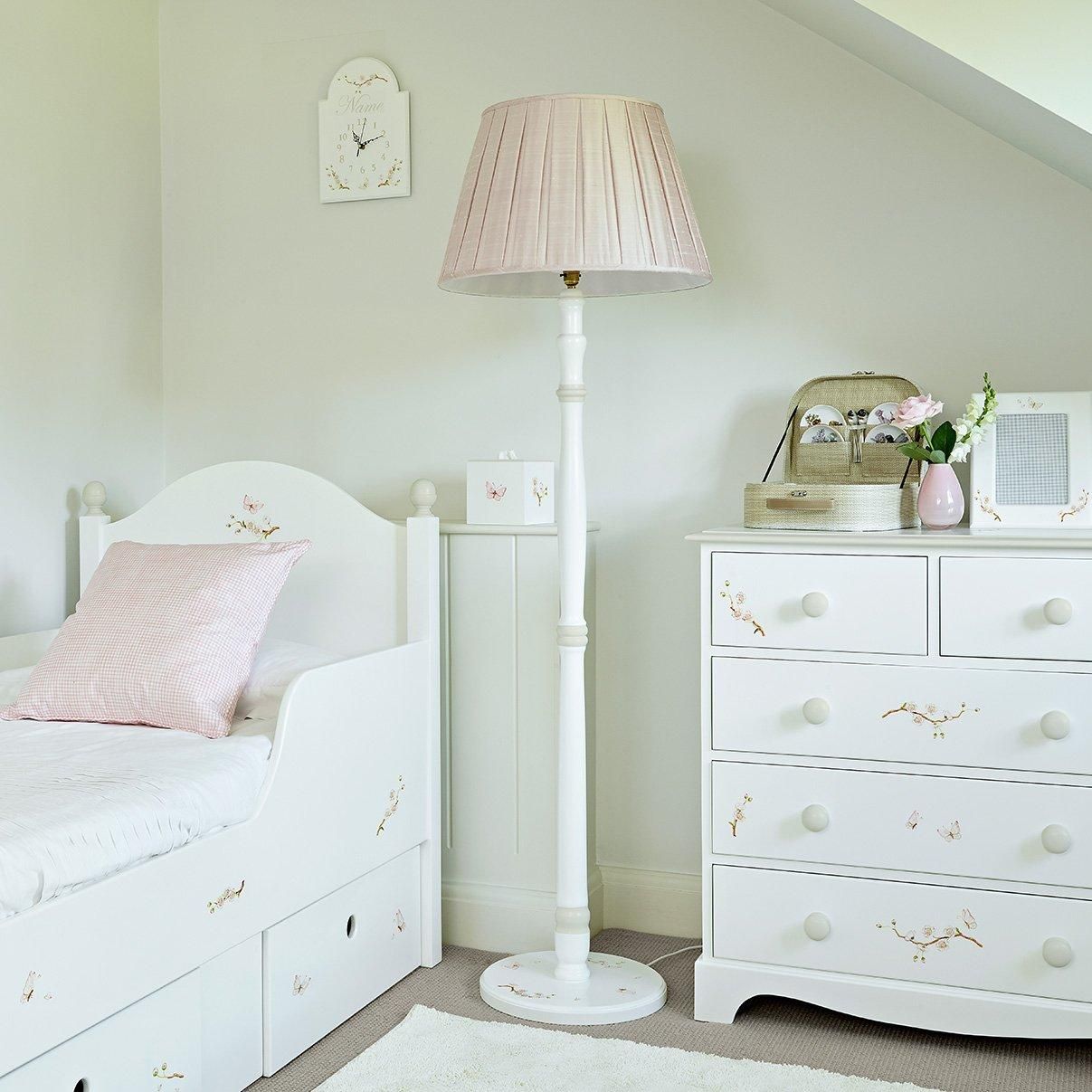 Girl floor lamps for bedroom with Linen Blossom paintings | Dragons of Walton Street