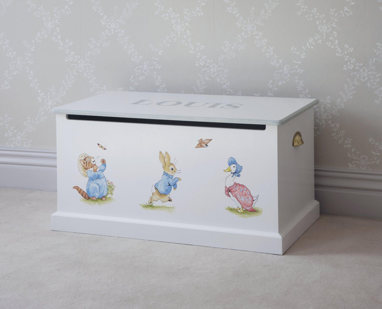 Small personalised baby toy box with Beatrix Potter paintings | Dragons of Walton Street