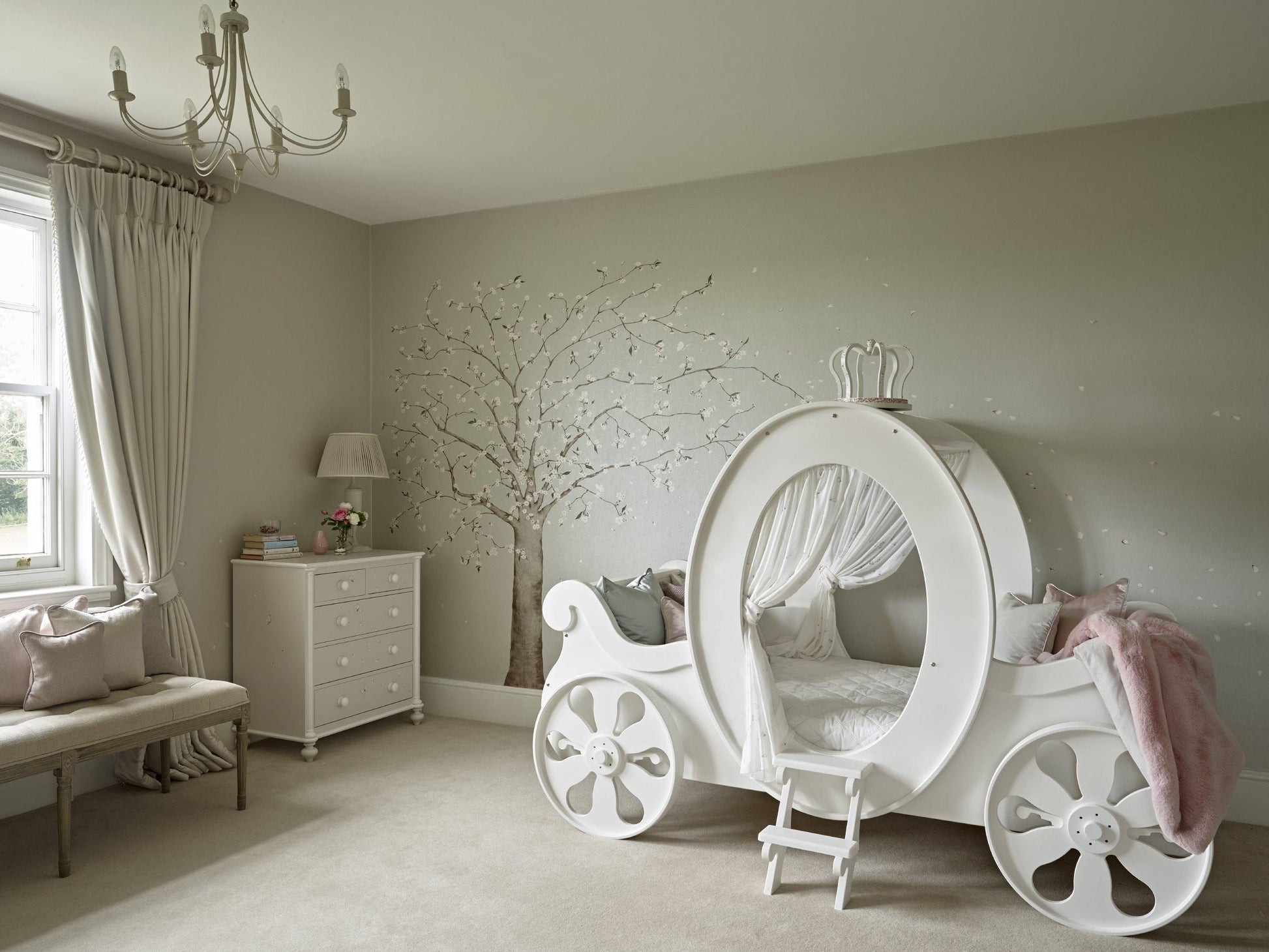 Princess Carriage Bed - Princess carriage bed | White wooden carriage bed | Dragons of Walton Street