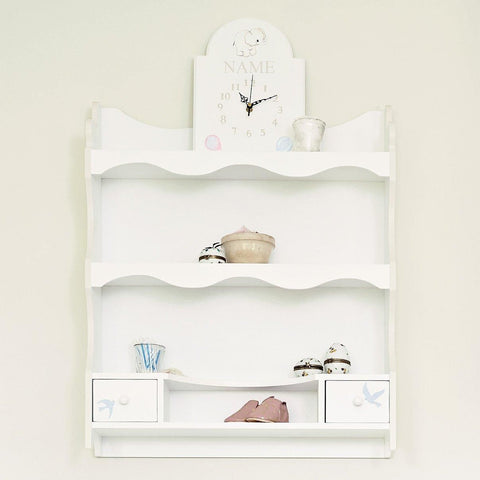Hanging nursery wall shelves with hand paintings | Dragons of Walton Street